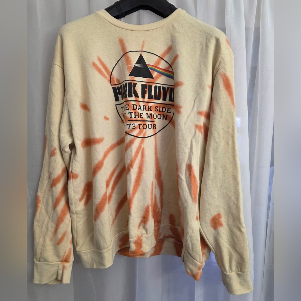 Pink Floyd Cream and Orange Tie-Dye Sweatshirt
